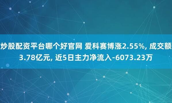 炒股配资平台哪个好官网 爱科赛博涨2.55%, 成交额3.78亿元, 近5日主力净流入-6073.23万